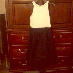 Girls dress white halter top navy tulle bottom